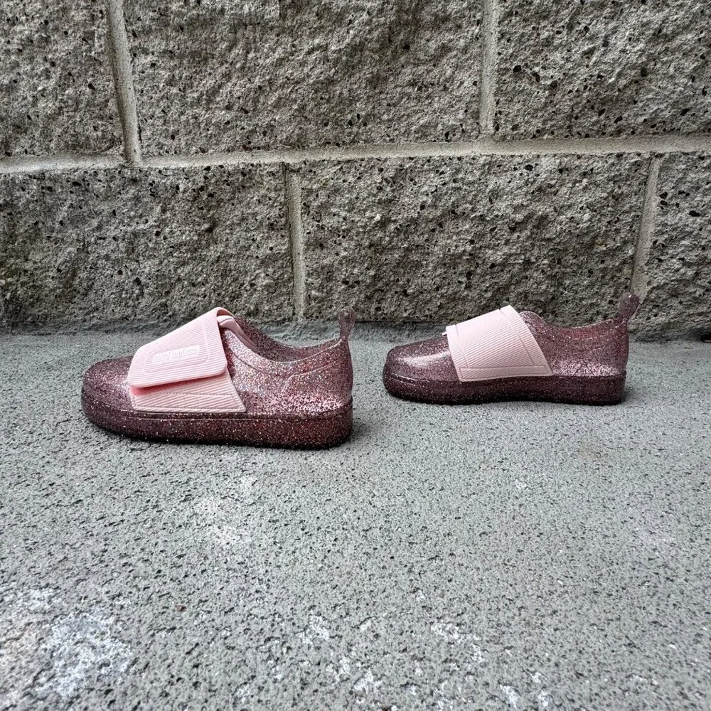 MINI MELISSA Glitter Slip On Shoes Girls 1 Jelly Pop Sneakers Pink Jelly Shoe - Picture 5 of 11